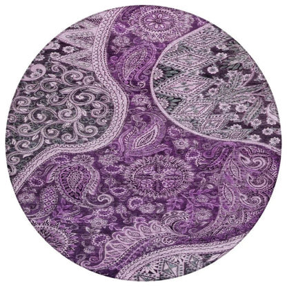 LOOMLAN Rugs Carmina Purple Washable Indoor-Outdoor Rug