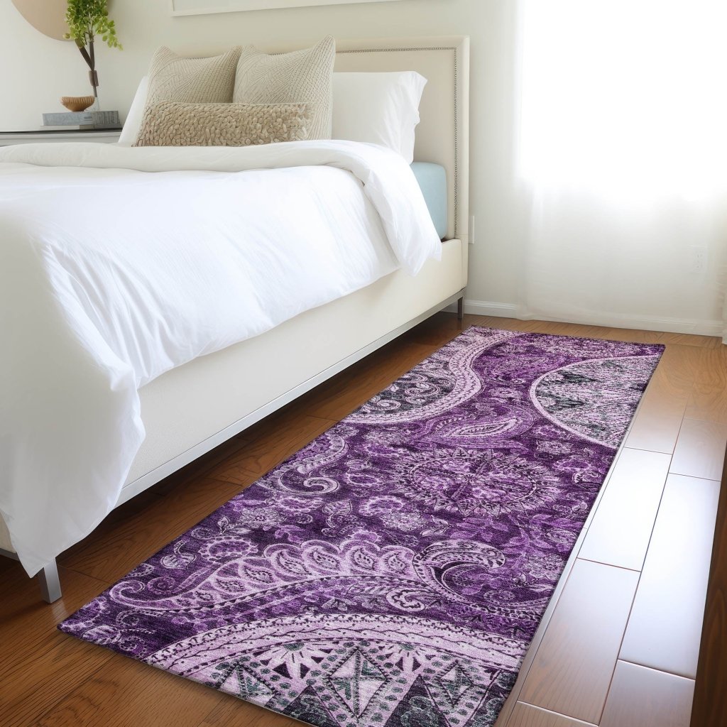 LOOMLAN Rugs Carmina Purple Washable Indoor-Outdoor Rug