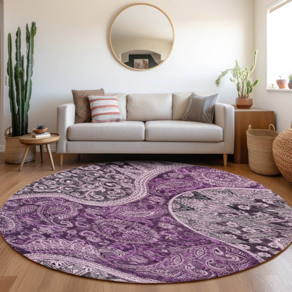 LOOMLAN Rugs Carmina Purple Washable Indoor-Outdoor Rug