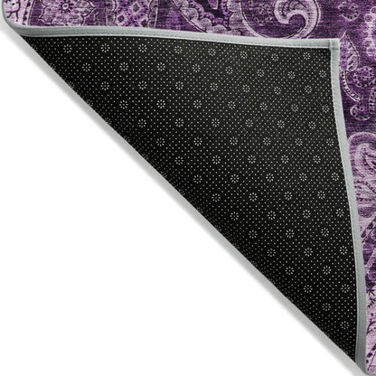 LOOMLAN Rugs Carmina Purple Washable Indoor-Outdoor Rug
