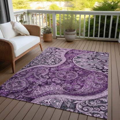 LOOMLAN Rugs Carmina Purple Washable Indoor-Outdoor Rug