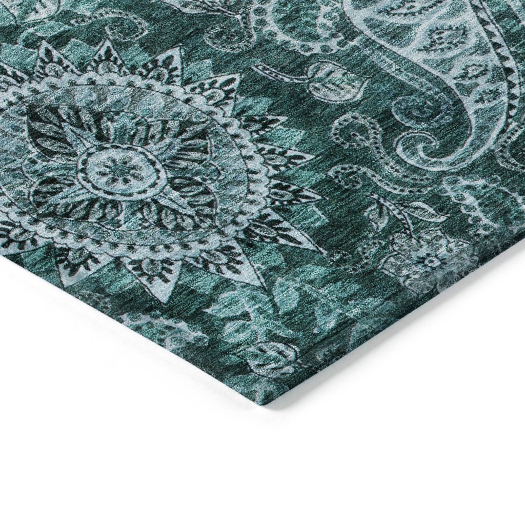 LOOMLAN Rugs Carmina Teal Washable Indoor-Outdoor Rug