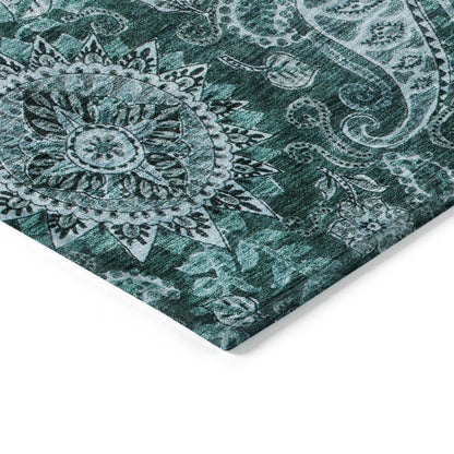 LOOMLAN Rugs Carmina Teal Washable Indoor-Outdoor Rug
