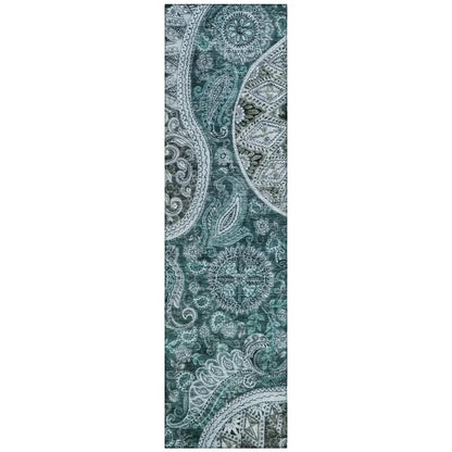 LOOMLAN Rugs Carmina Teal Washable Indoor-Outdoor Rug