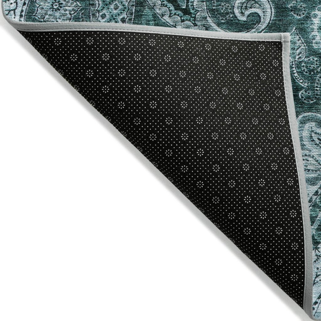 LOOMLAN Rugs Carmina Teal Washable Indoor-Outdoor Rug