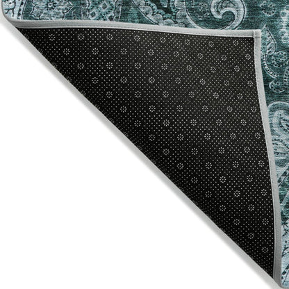 LOOMLAN Rugs Carmina Teal Washable Indoor-Outdoor Rug
