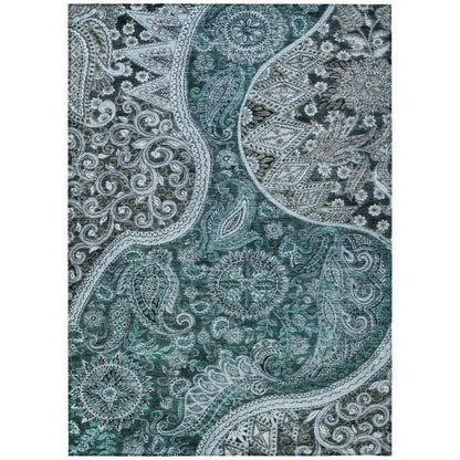 LOOMLAN Rugs Carmina Teal Washable Indoor-Outdoor Rug