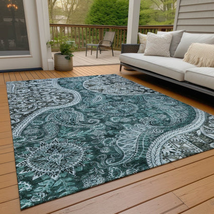 LOOMLAN Rugs Carmina Teal Washable Indoor-Outdoor Rug
