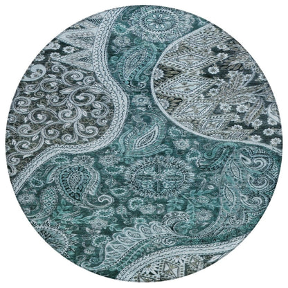 LOOMLAN Rugs Carmina Teal Washable Indoor-Outdoor Rug