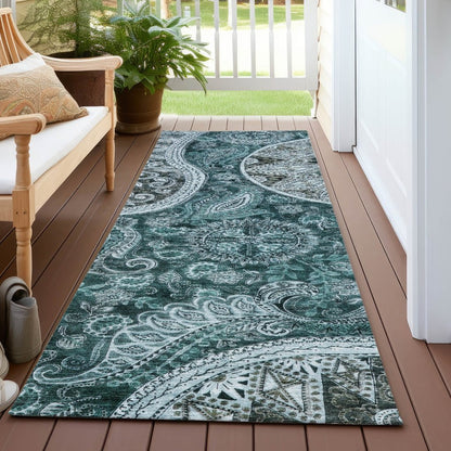 LOOMLAN Rugs Carmina Teal Washable Indoor-Outdoor Rug