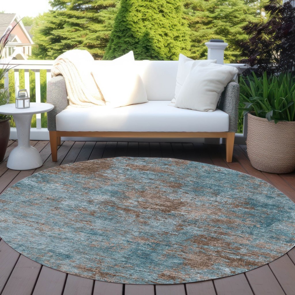 LOOMLAN Rugs Carmine Teal Washable Indoor-Outdoor Rug