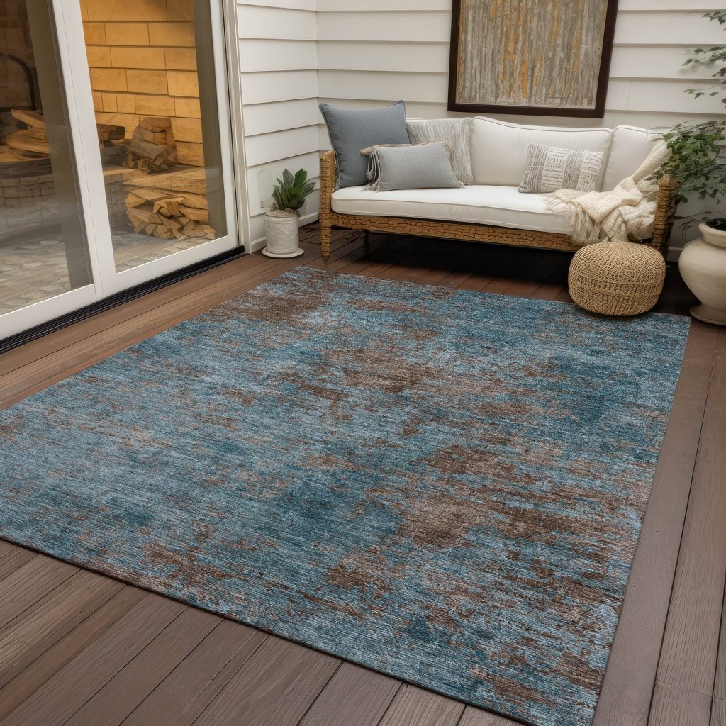 LOOMLAN Rugs Carmine Teal Washable Indoor-Outdoor Rug