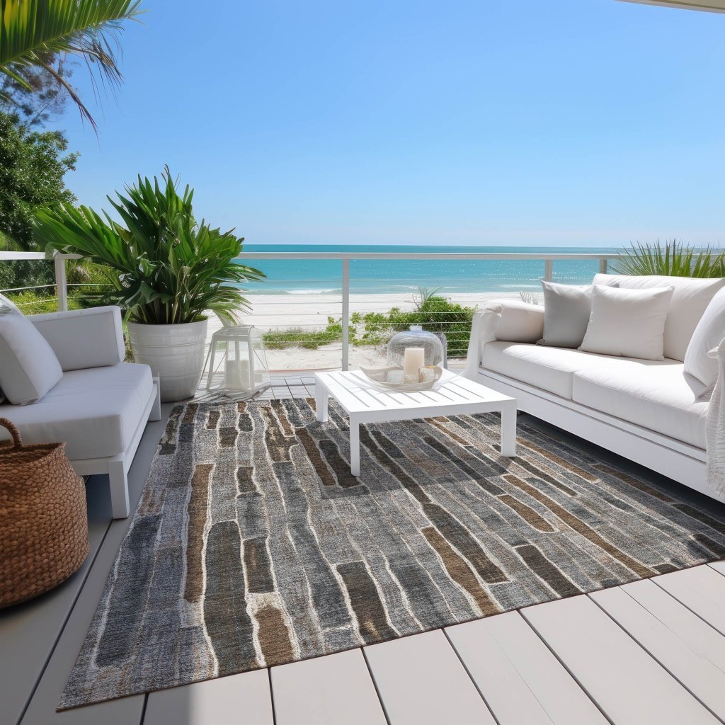 LOOMLAN Rugs Casava Gray Washable Indoor-Outdoor Rug