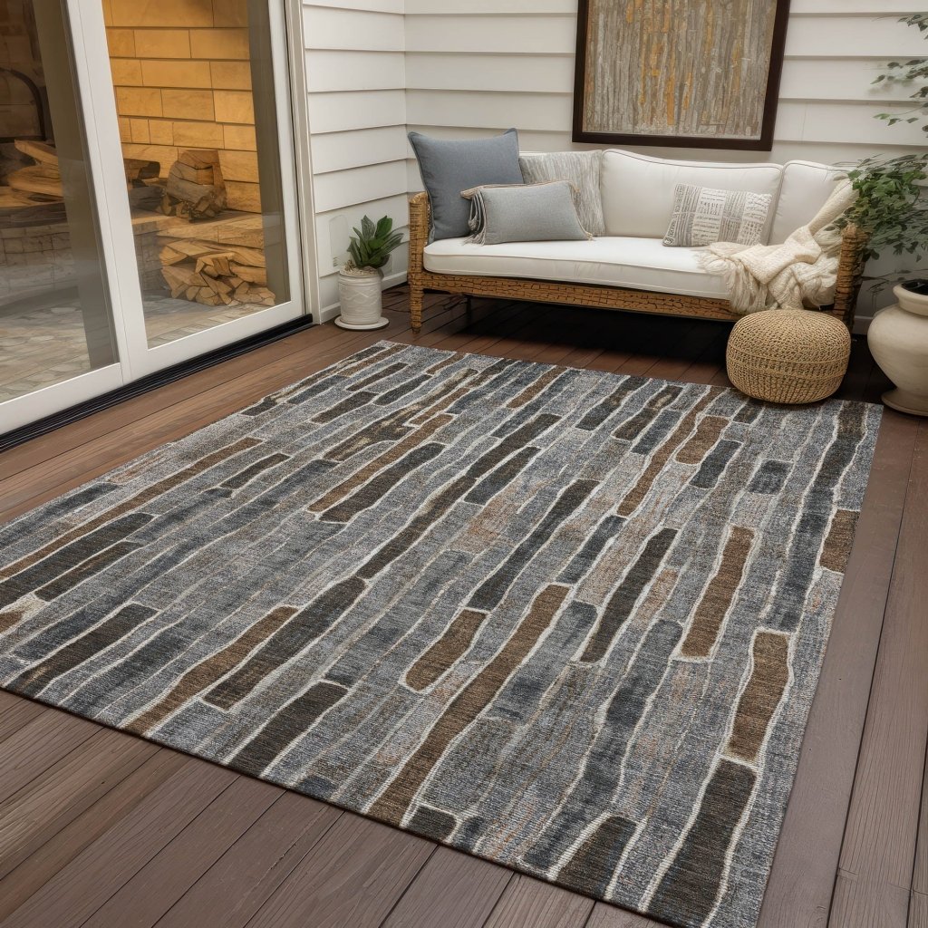 LOOMLAN Rugs Casava Gray Washable Indoor-Outdoor Rug