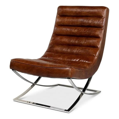 Cassino Leather Slipper Chair Lounge - LOOMLAN - Sarreid - Accent Chairs