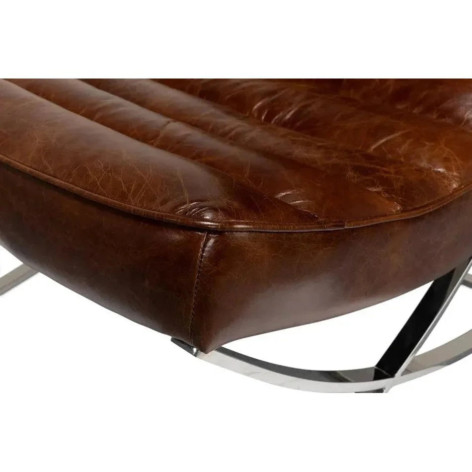 Cassino Leather Slipper Chair Lounge - LOOMLAN - Sarreid - Accent Chairs