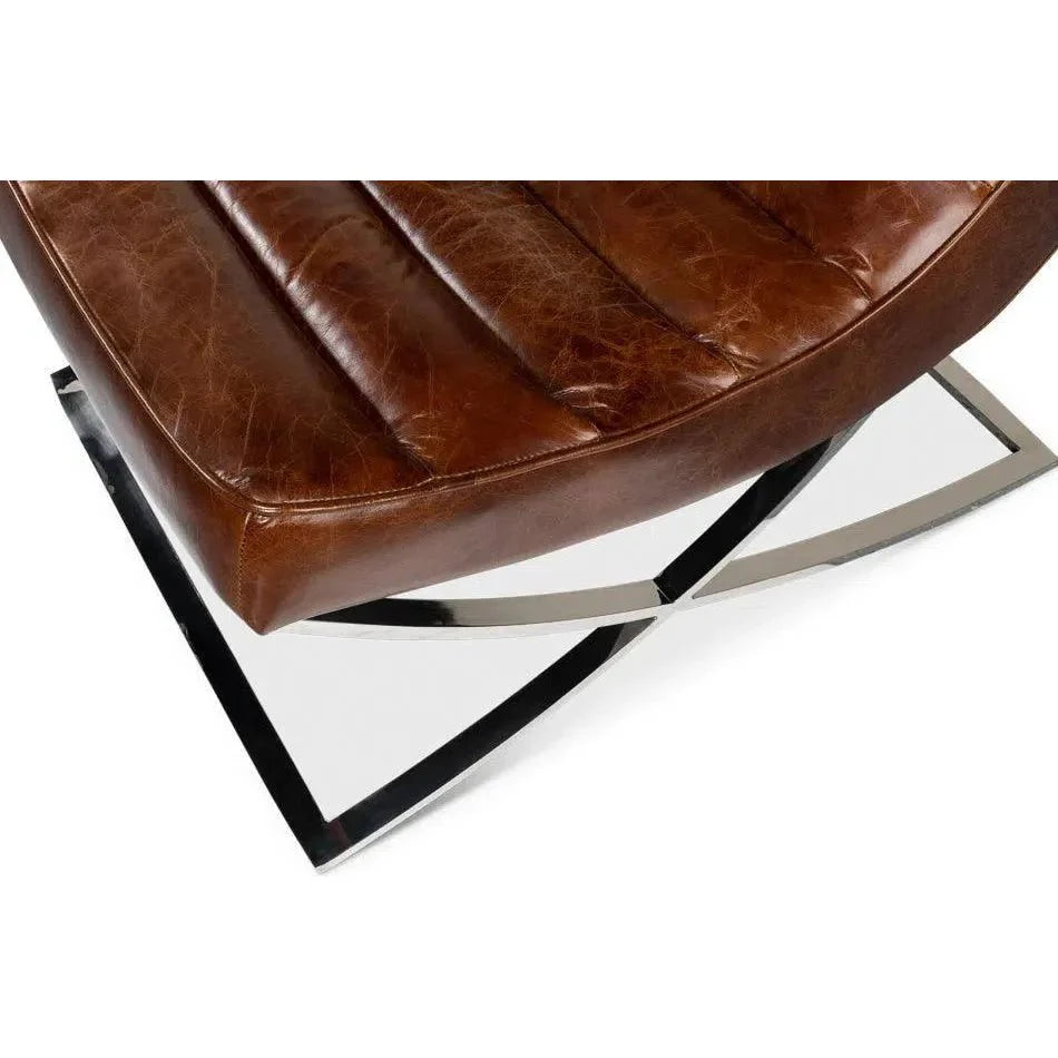 Cassino Leather Slipper Chair Lounge - LOOMLAN - Sarreid - Accent Chairs