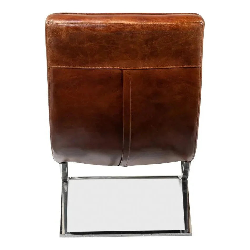 Cassino Leather Slipper Chair Lounge - LOOMLAN - Sarreid - Accent Chairs