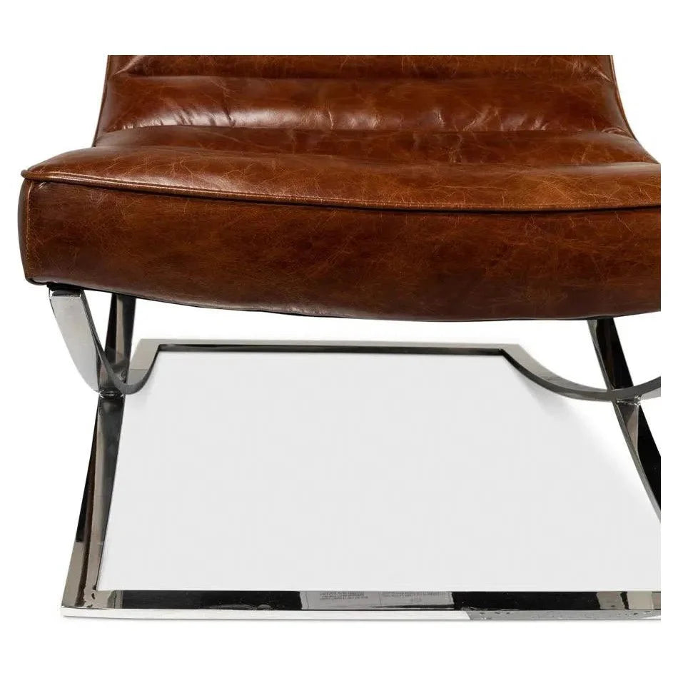 Cassino Leather Slipper Chair Lounge - LOOMLAN - Sarreid - Accent Chairs