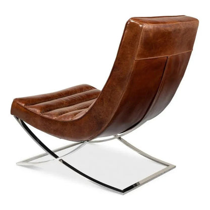 Cassino Leather Slipper Chair Lounge - LOOMLAN - Sarreid - Accent Chairs