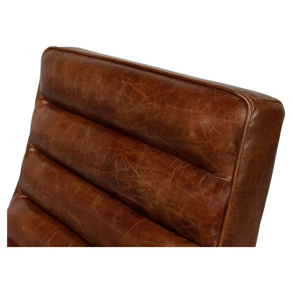Cassino Leather Slipper Chair Lounge - LOOMLAN - Sarreid - Accent Chairs