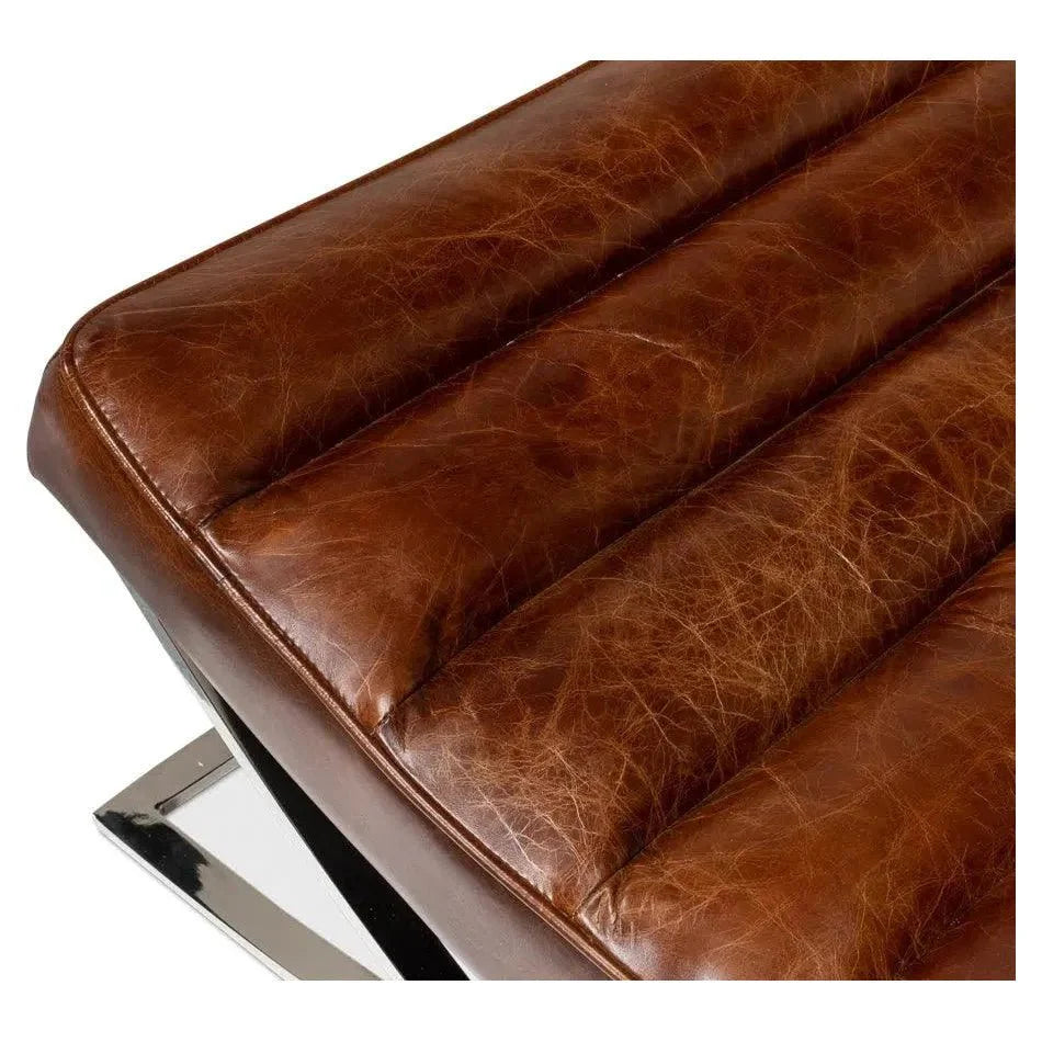Cassino Leather Slipper Chair Lounge - LOOMLAN - Sarreid - Accent Chairs