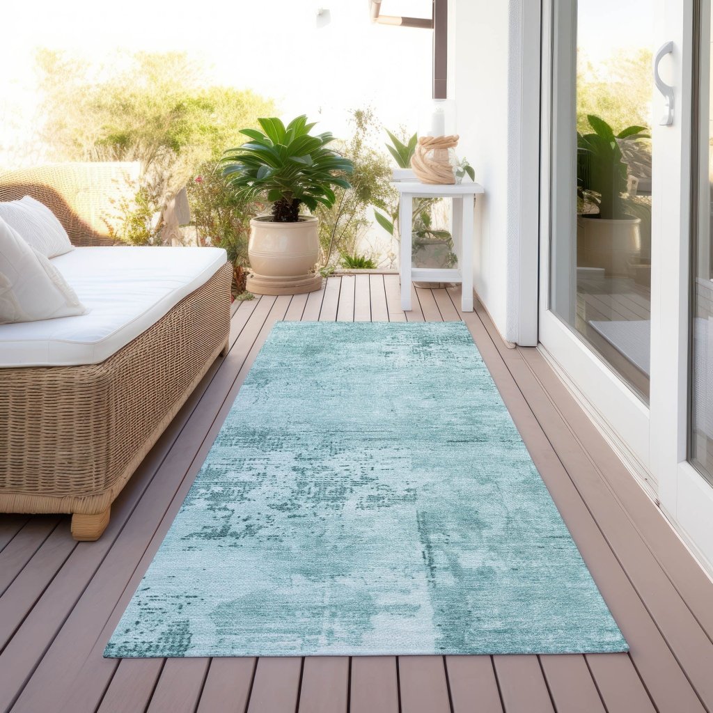 LOOMLAN Rugs Cassiva Blue Washable Indoor-Outdoor Rug