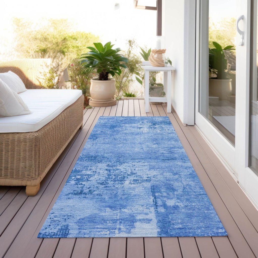 LOOMLAN Rugs Cassiva Navy Washable Indoor-Outdoor Rug