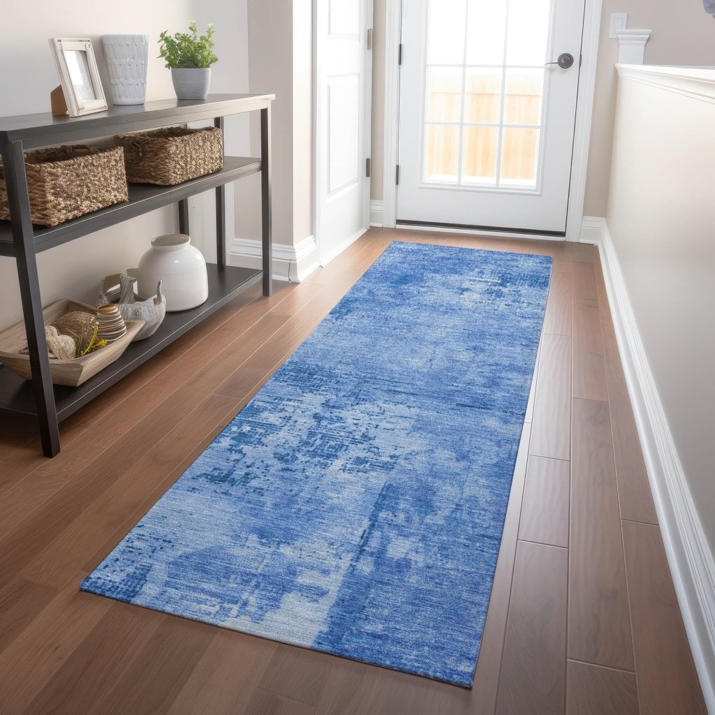 LOOMLAN Rugs Cassiva Navy Washable Indoor-Outdoor Rug
