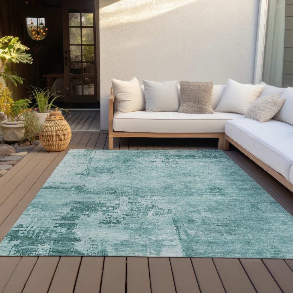 LOOMLAN Rugs Cassiva Teal Washable Indoor-Outdoor Rug