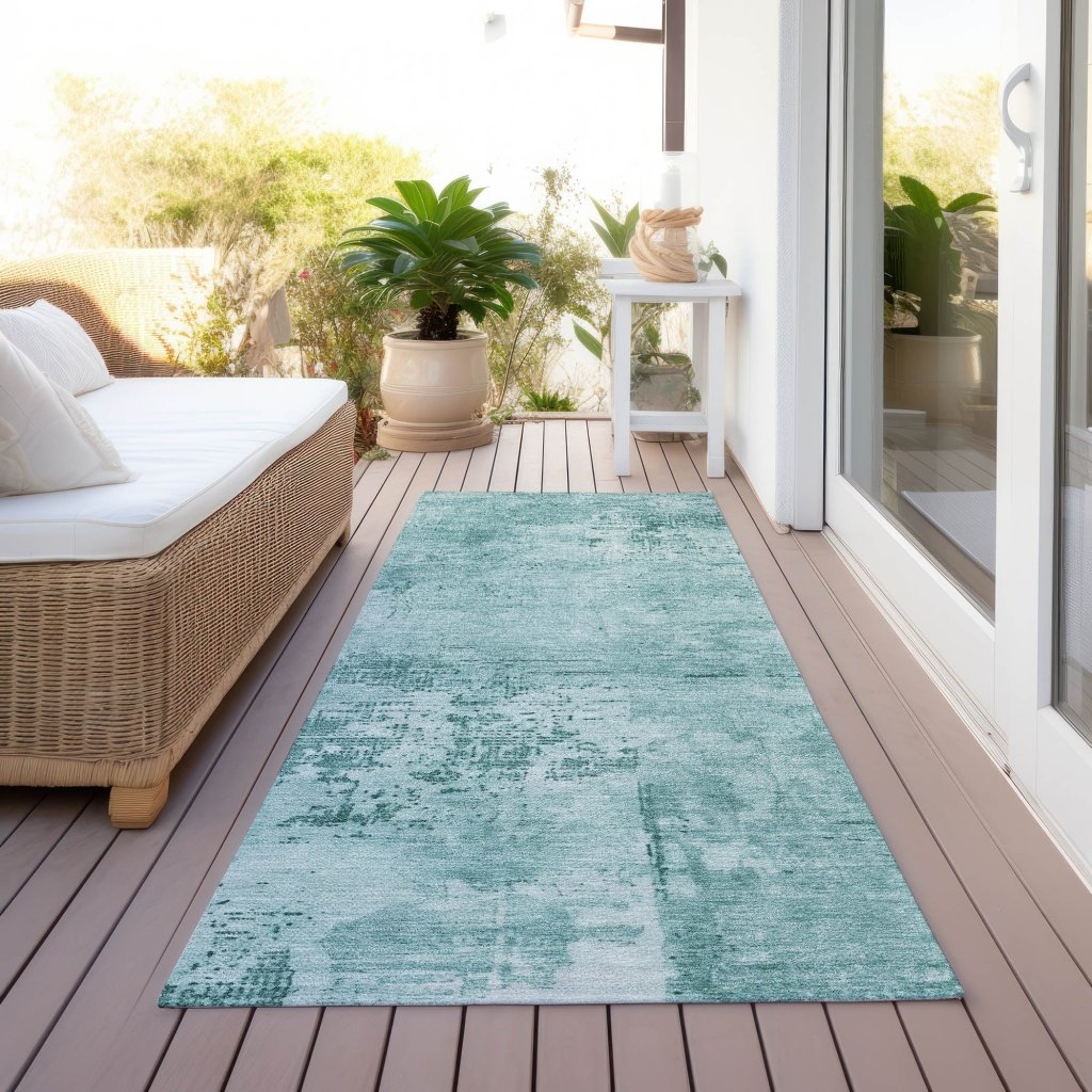 LOOMLAN Rugs Cassiva Teal Washable Indoor-Outdoor Rug