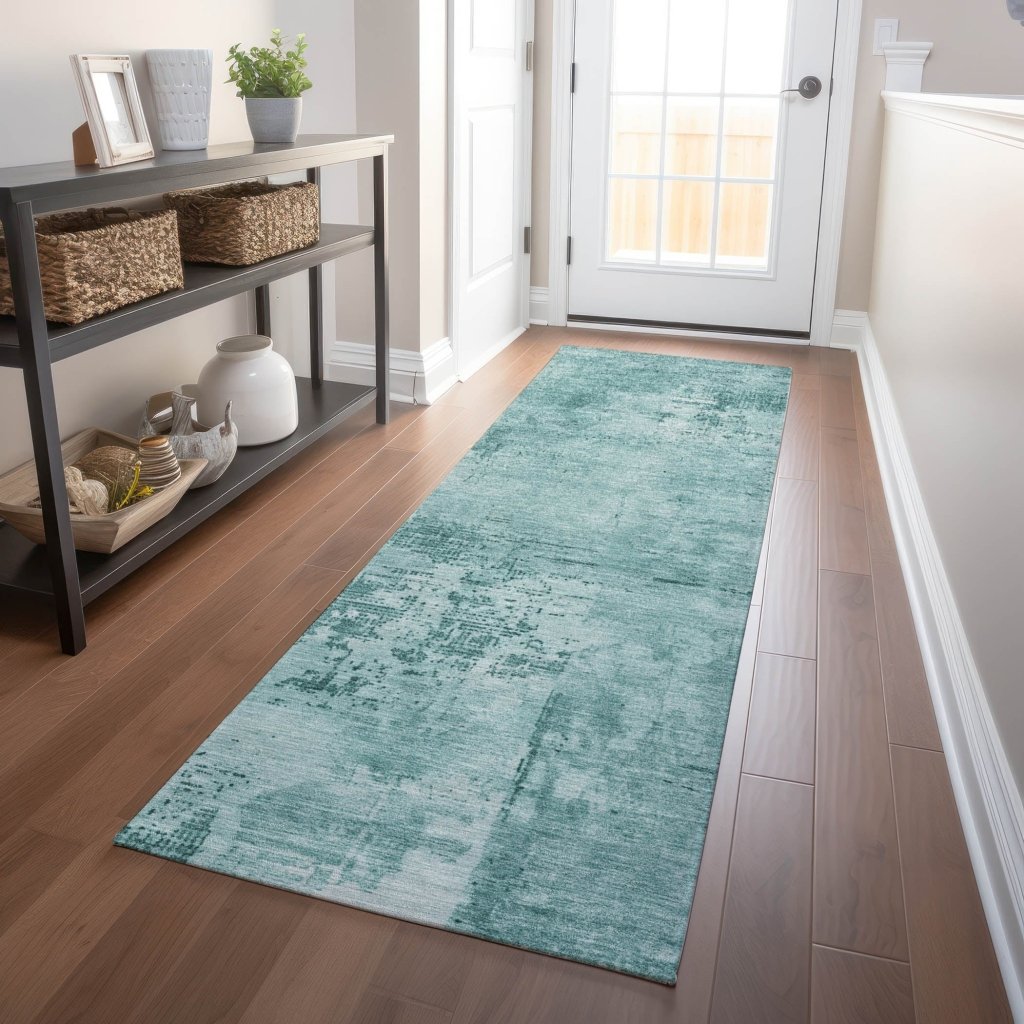 LOOMLAN Rugs Cassiva Teal Washable Indoor-Outdoor Rug