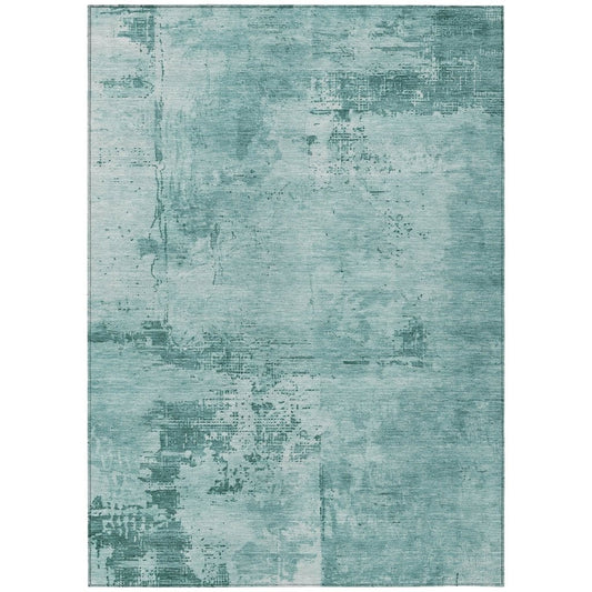 LOOMLAN Rugs Cassiva Teal Washable Indoor-Outdoor Rug