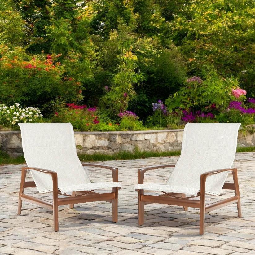 Castelle Berkeley Padded Sling Lounge Chair Set - LOOMLAN - Castelle - Outdoor Dining Chairs