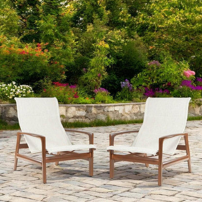 Castelle Berkeley Padded Sling Lounge Chair Set - LOOMLAN - Castelle - Outdoor Dining Chairs