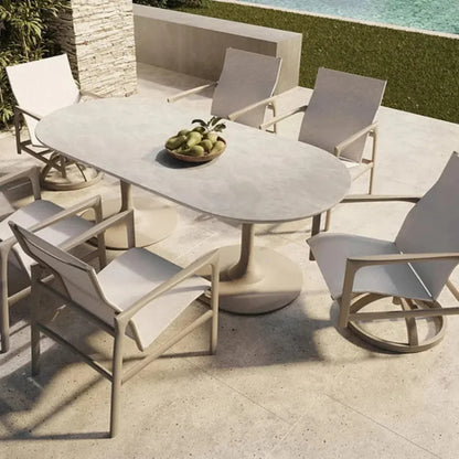 Castelle Berkeley Sling Swivel Rocker Dining Chair - LOOMLAN - Castelle - Outdoor Dining Chairs