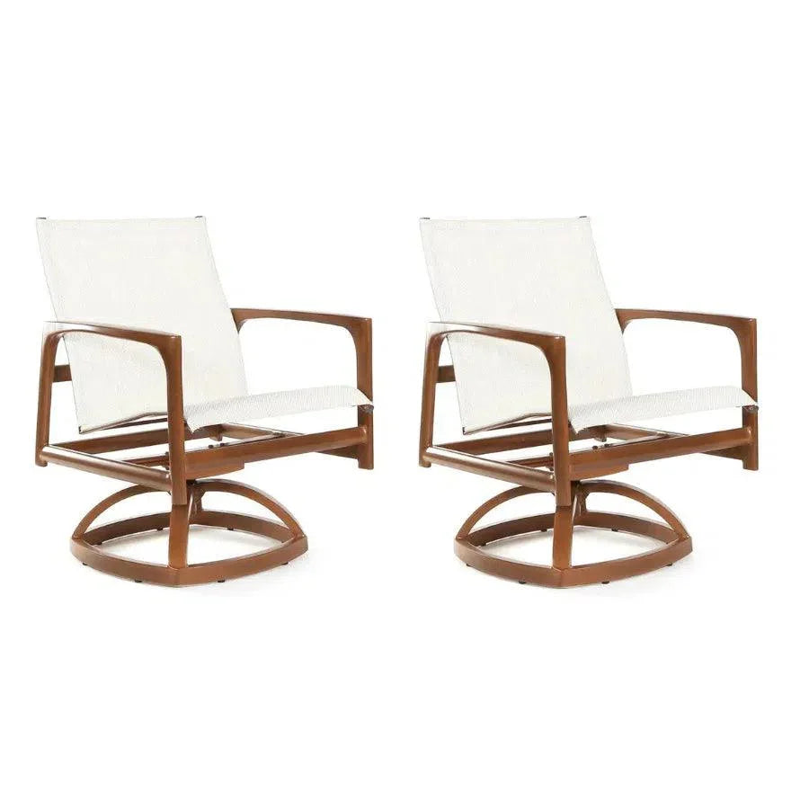 Castelle Berkeley Sling Swivel Rocker Dining Chair - LOOMLAN - Castelle - Outdoor Dining Chairs