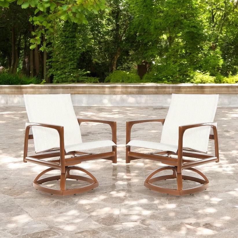 Castelle Berkeley Sling Swivel Rocker Dining Chair - LOOMLAN - Castelle - Outdoor Dining Chairs