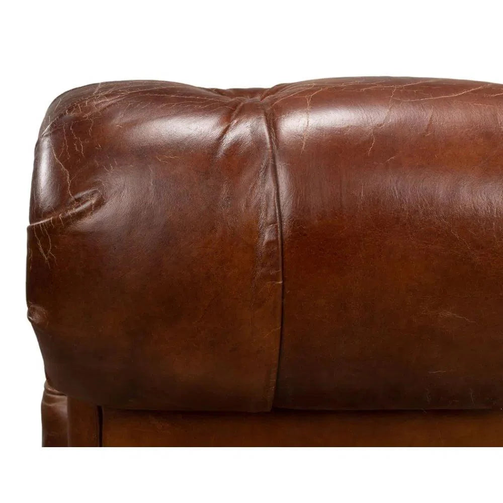 Castered Chesterfield Leather Sofa 89" - LOOMLAN - Sarreid - Sofas & Loveseats