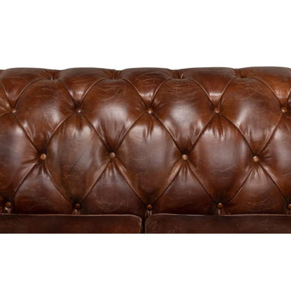 Castered Chesterfield Leather Sofa 89" - LOOMLAN - Sarreid - Sofas & Loveseats
