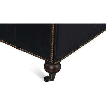 Castered Chesterfield Wood Onyx Black Sofa - LOOMLAN - Sarreid - Sofas & Loveseats