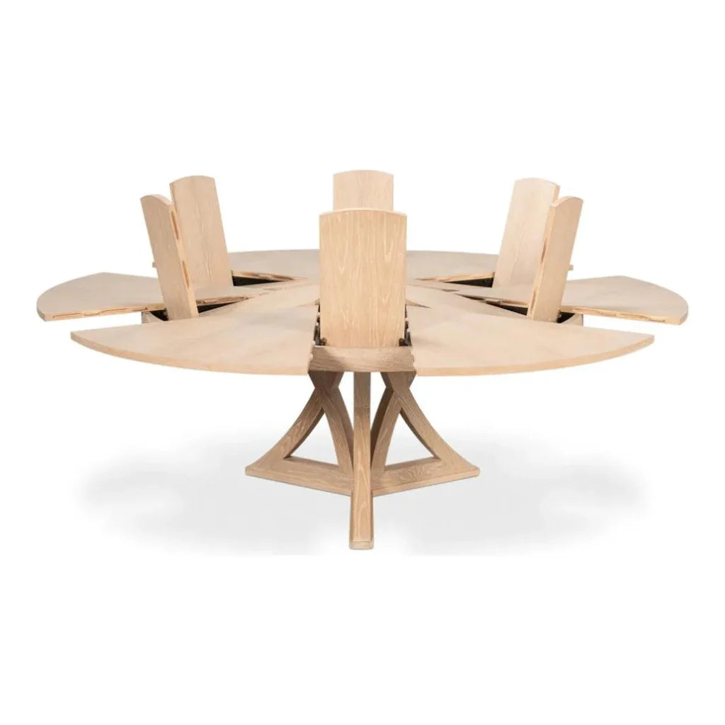Casual Jupe Extendable Round Dining Table - LOOMLAN - Sarreid - Dining Tables
