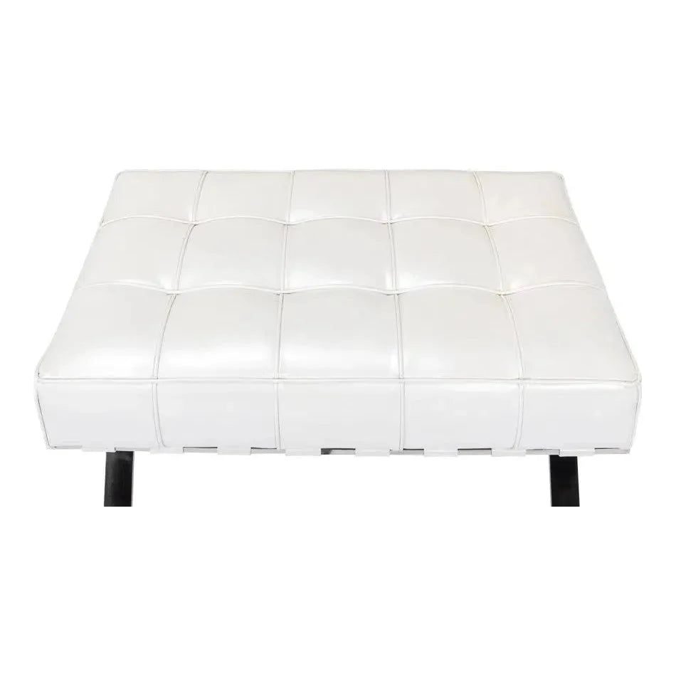 Sarreid Catalunya Bench White Leather Silver Frame