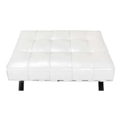 Sarreid Catalunya Bench White Leather Silver Frame
