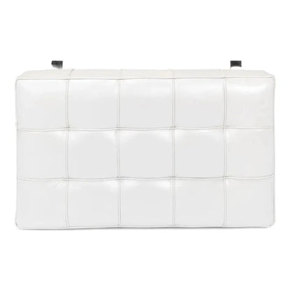 Sarreid Catalunya Bench White Leather Silver Frame
