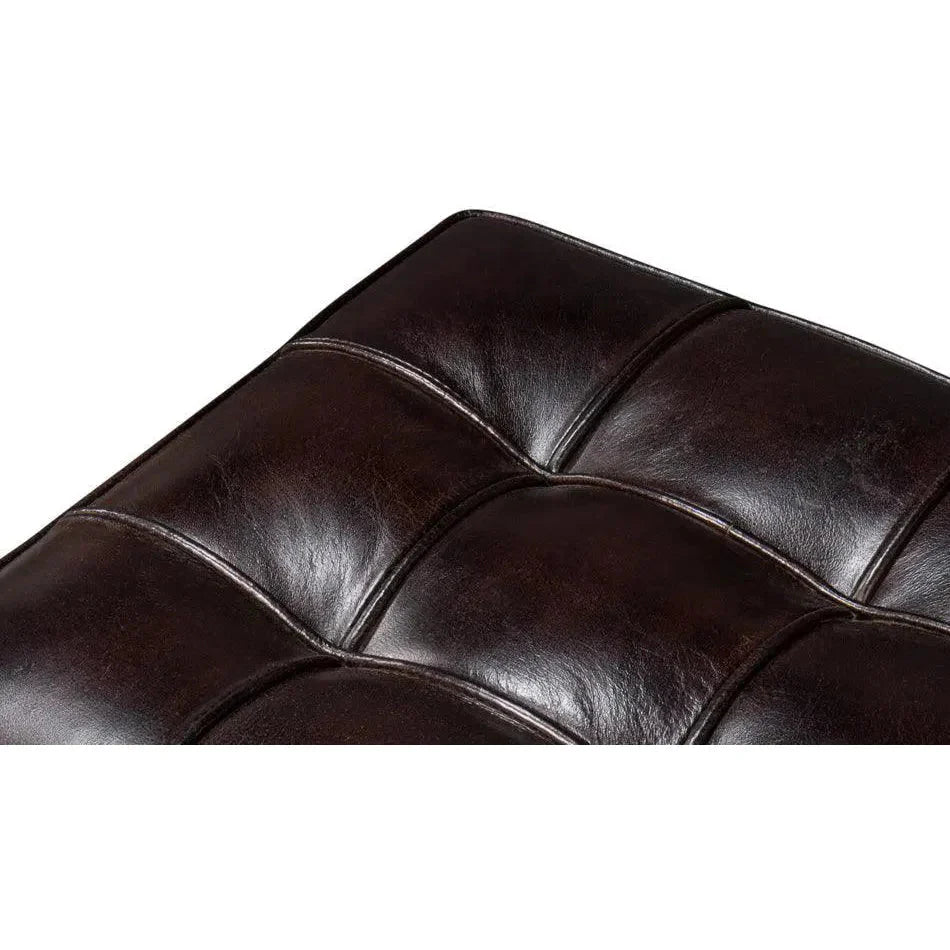 Catalunya Leather & Stainless Dark Brown Long Bench - LOOMLAN - Sarreid - Bedroom Benches