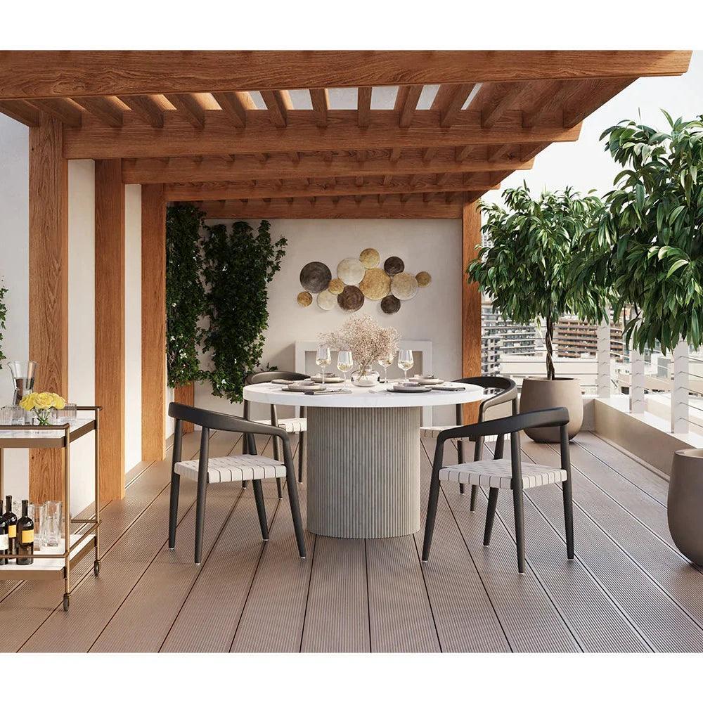 Cayman Dining Armchair Charcoal Teak Wood - LOOMLAN - SUNPAN - Outdoor Dining Chairs