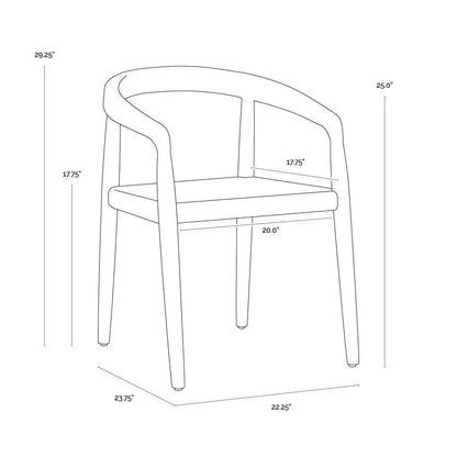 Cayman Dining Armchair Charcoal Teak Wood - LOOMLAN - SUNPAN - Outdoor Dining Chairs