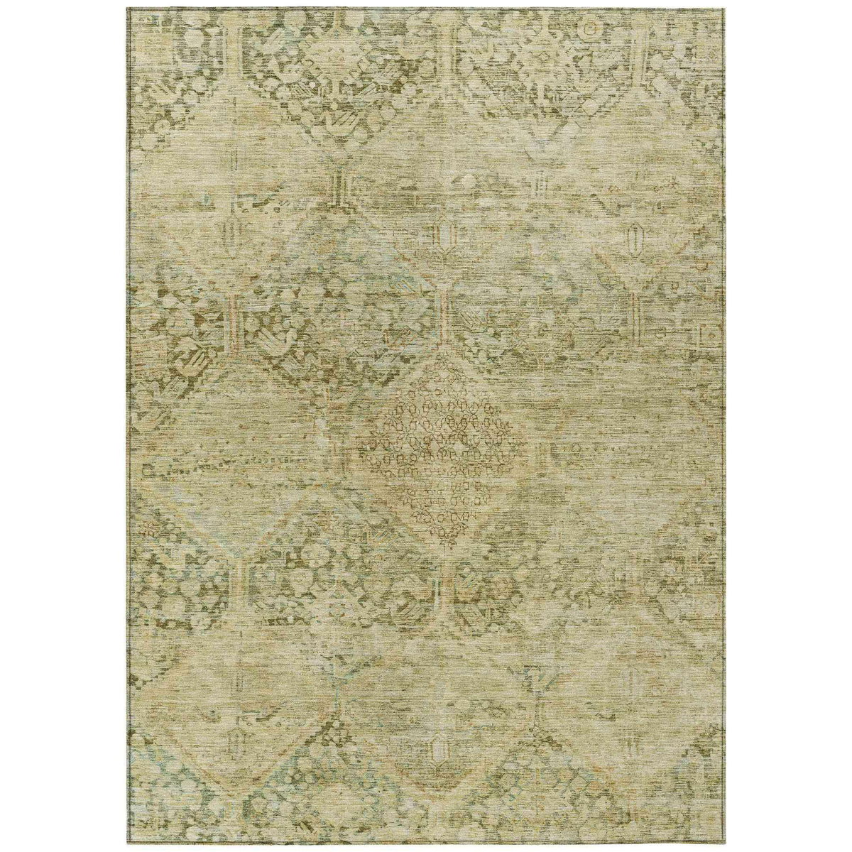 Iriius Green Washable Indoor-Outdoor Rug