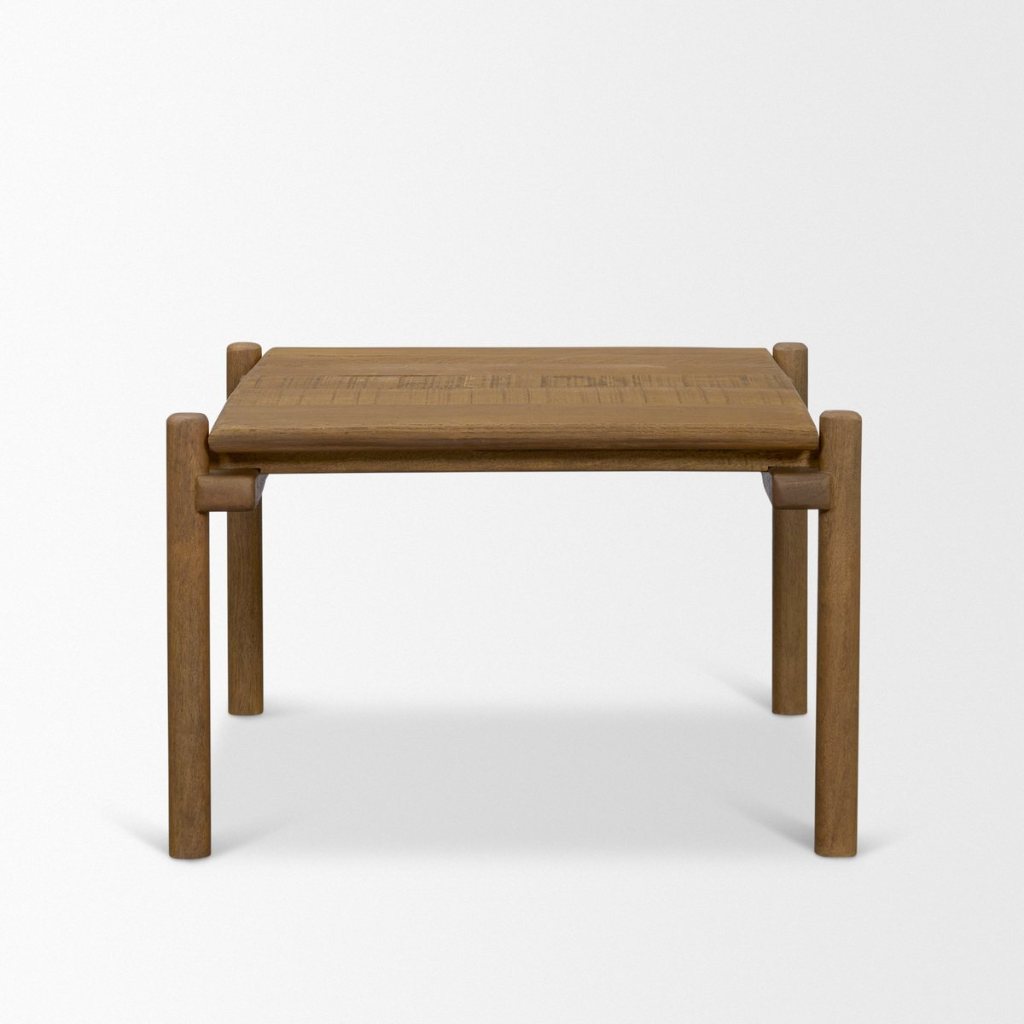 Riven 28" Square Oak Wood Side Table -- Brown